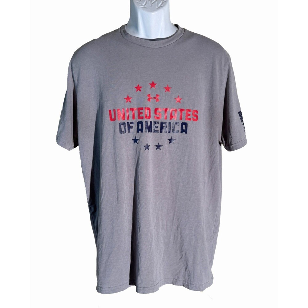 UNDER‎ ARMOUR Short Sleeve UNITED STATES OF AMERICA Gray T-Shirt Large